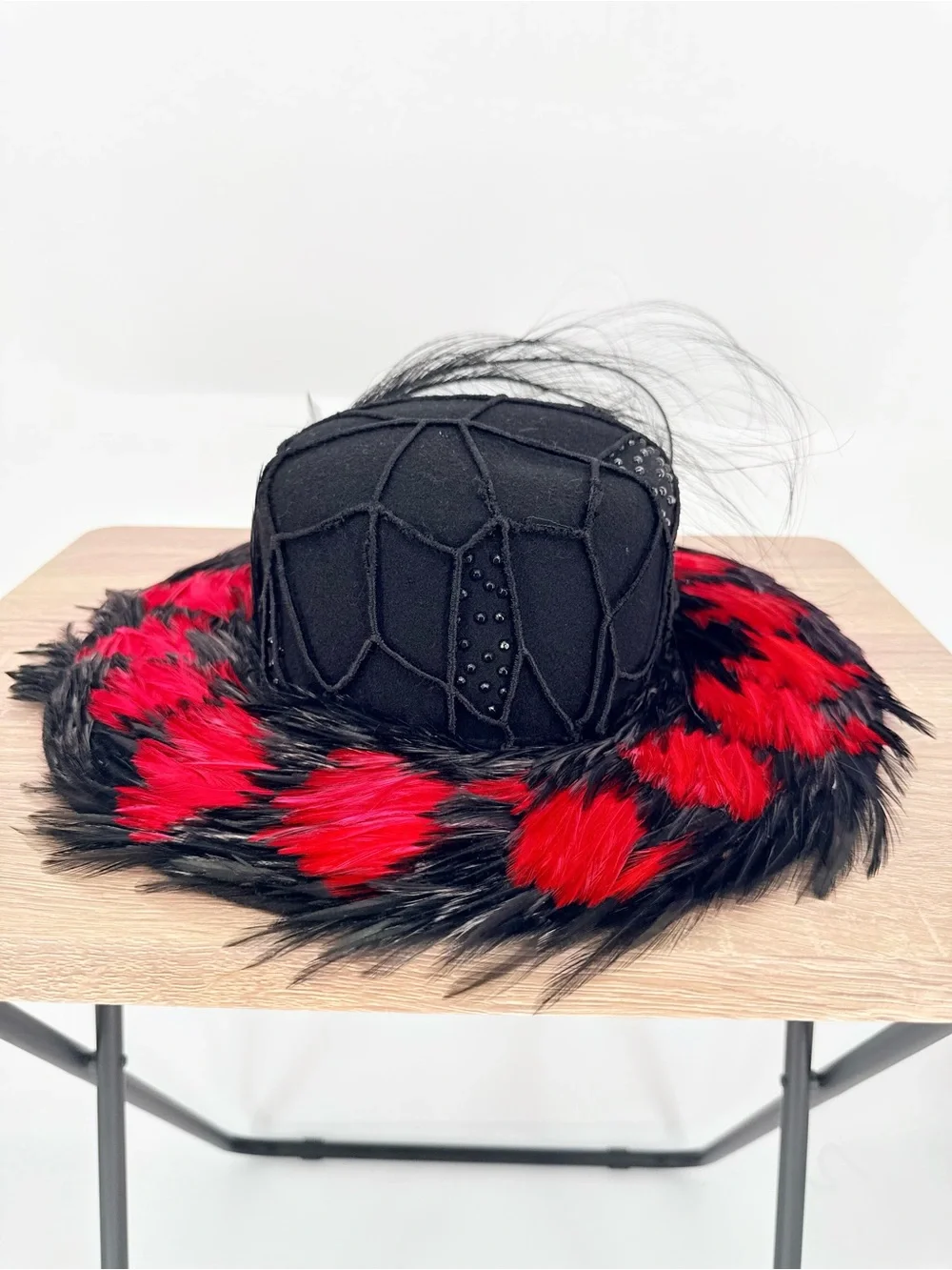 Mr John Vintage Black Red Feather Hat Races Opening Day Derby Fascinator 1960s